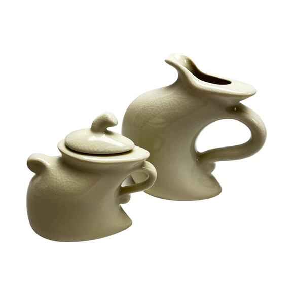 Michael Lambert Studio Dancing & Struttin Creamer & Sugar Set Signed Tan - Picture 1 of 15